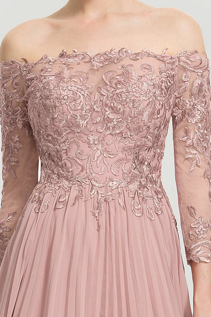 Robe Pastel Rose Épaules Dénudées Dentelle - gallery 3