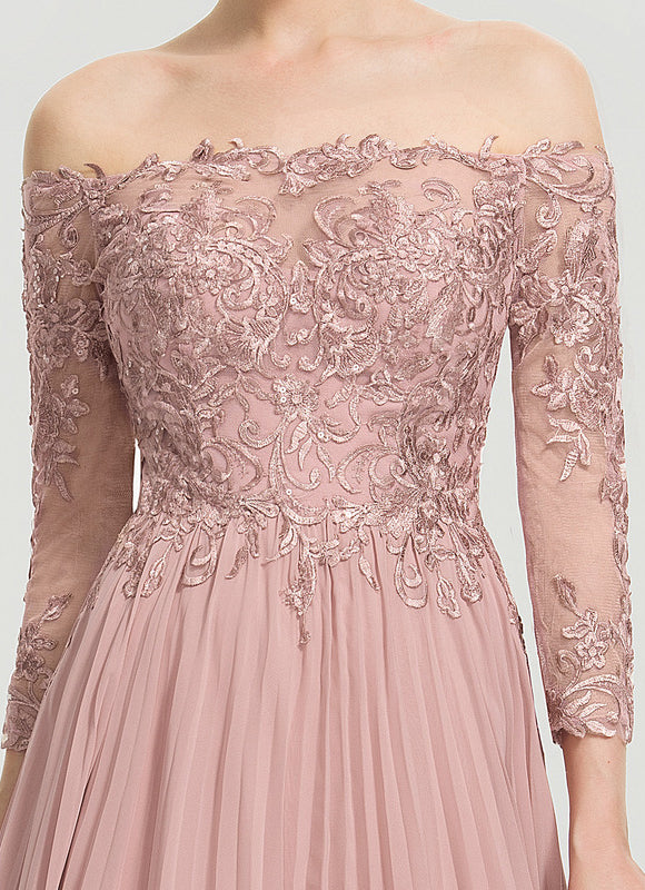 Robe Pastel Rose Épaules Dénudées Dentelle - gallery 3