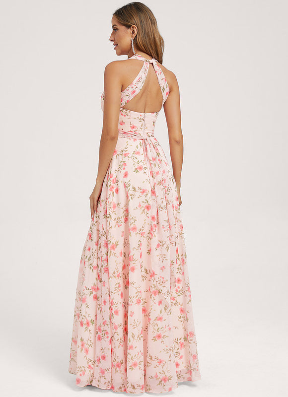 Robe Pastel Rose Trapèze Décolleté Col V - gallery 3