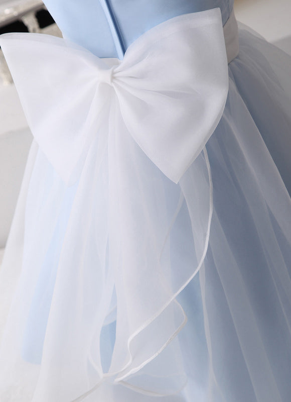 Robe Pastel Bleu Col Rond Longueur Genou - gallery 7
