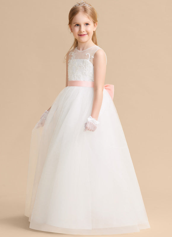 Robe Pastel Blanche Longue Satin Avec Nœud. - gallery 1