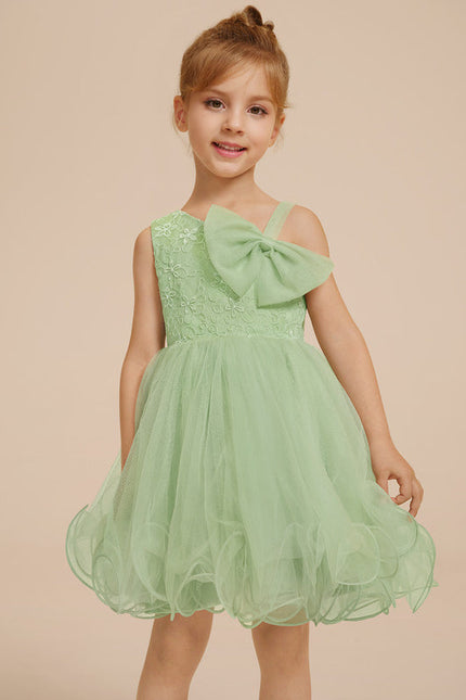 Robe Pastel Verte Dentelle Tulle Fille Mariage - gallery 7