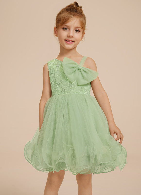 Robe Pastel Verte Dentelle Tulle Fille Mariage - gallery 7