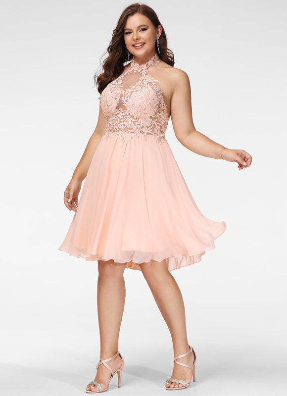 Robe Pastel Rose Trapèze Mousseline Perles - gallery 9