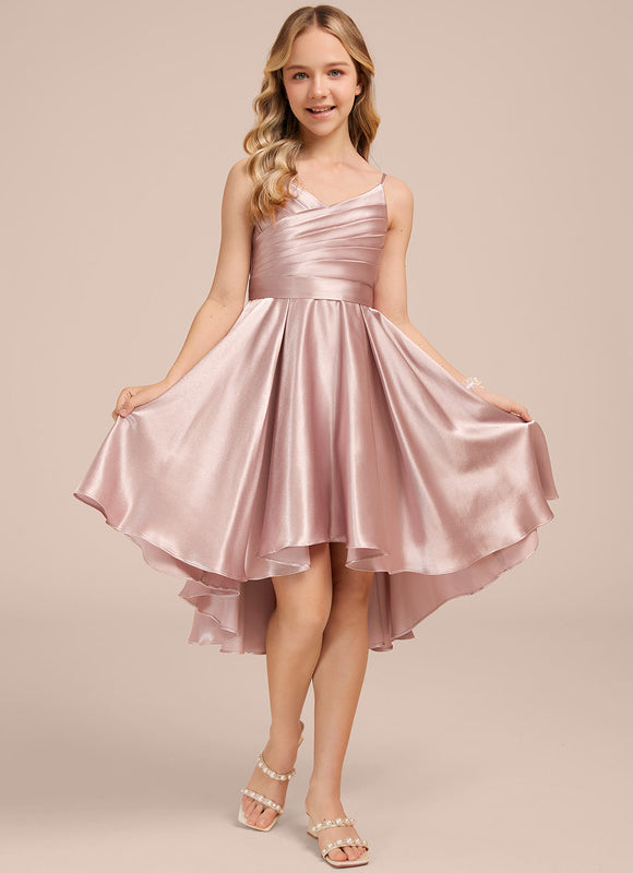 Robe Pastel Rose Satin Demoiselle D'Honneur - gallery 2