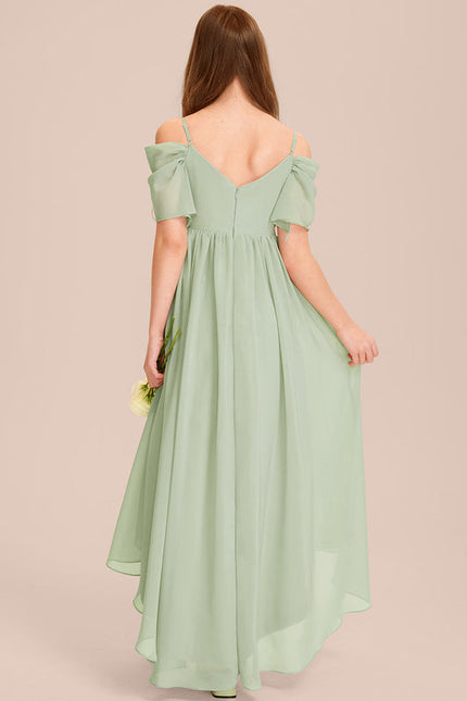 Robe Pastel Vert Mousseline Trapèze Junior - gallery 5