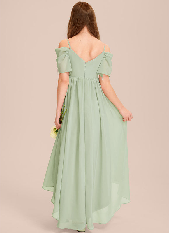Robe Pastel Vert Mousseline Trapèze Junior - gallery 5