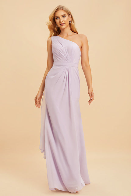 Robe Pastel Bleu Décolleté Asymétrique Longue - gallery 7