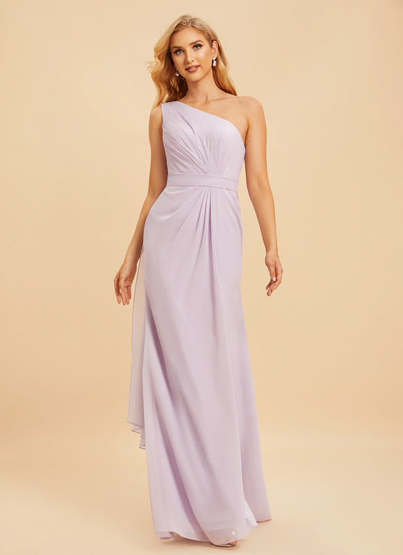 Robe Pastel Bleu Décolleté Asymétrique Longue - gallery 7