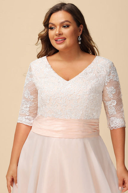 Robe Pastel Rose Col V Traîne Moyenne - gallery 9