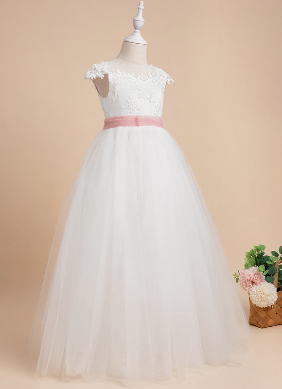 Robe Pastel Blanche Avec Ceinture Rose - gallery 8