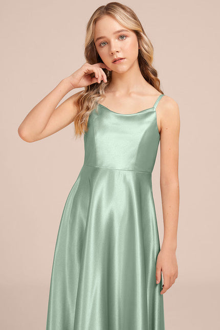 Robe Pastel Vert Satin Démoiiselle D'Honneur - gallery 2