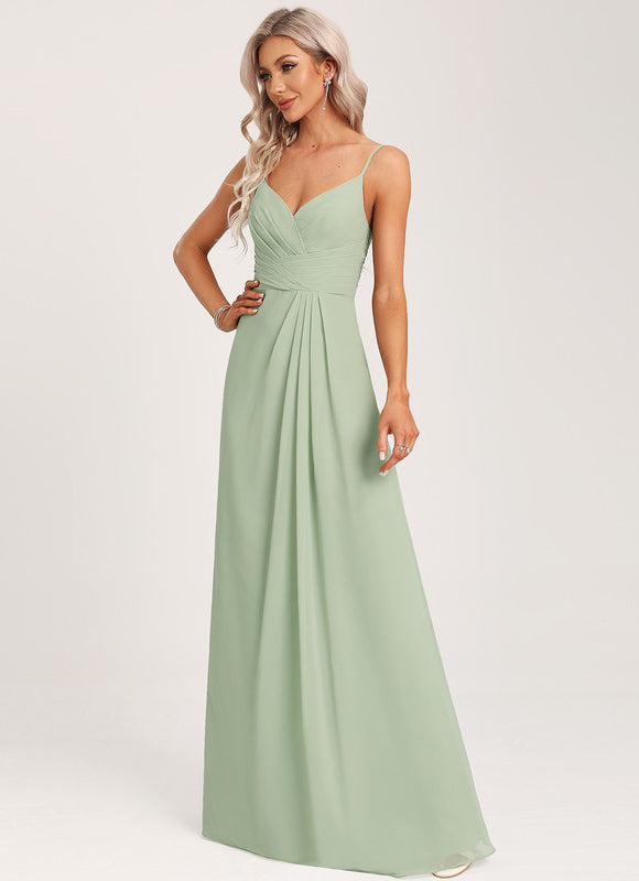 Robe Pastel Vert Sauge Demoiselle D'Honneur Élégante - gallery 3