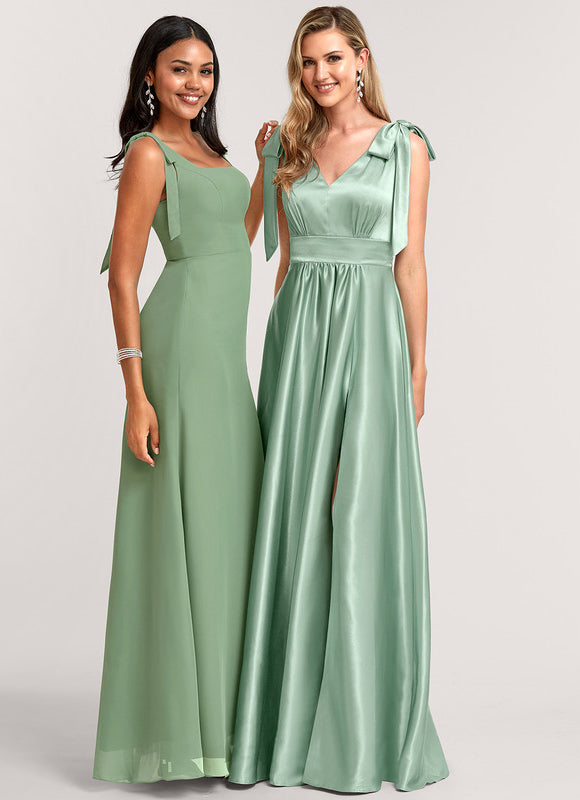 Robe Pastel Rose Satin Demoiselle D'Honneur - gallery 1