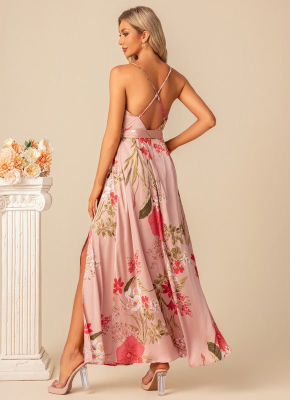 Robe Pastel Florale Rose Satinée - gallery 2