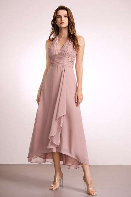 Robe Pastel Verte Col V Asymétrique - gallery 1
