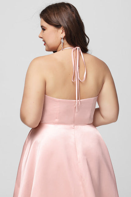 Robe Pastel Rose Col V Traîne Satin - gallery 7