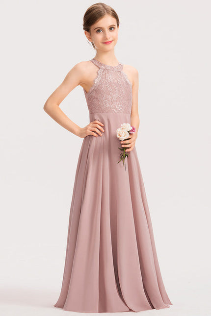 Robe Pastel Rose Demoiselle D'Honneur Longue - gallery 3