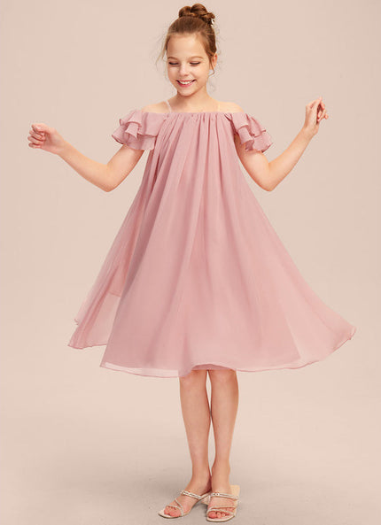 Robe Pastel Rose Épaule Dénudée Trapèze