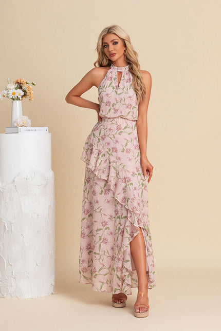 Robe Pastel Rose Imprimé Fleurs Maxi - gallery 1
