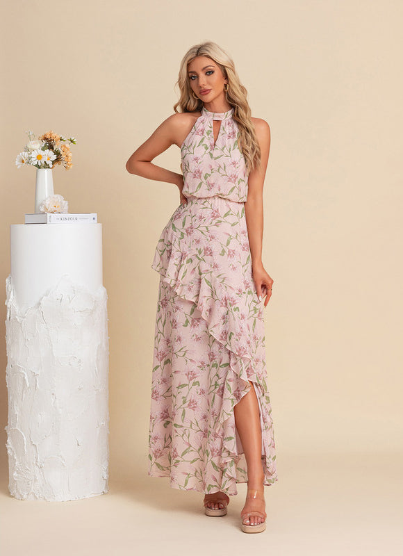 Robe Pastel Rose Imprimé Fleurs Maxi - gallery 1