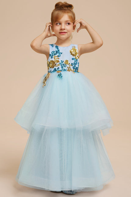 Robe Pastel Bleu Col Rond Princesse - gallery 1