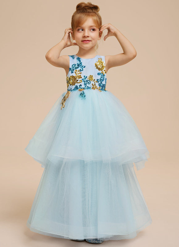 Robe Pastel Bleu Col Rond Princesse - gallery 1