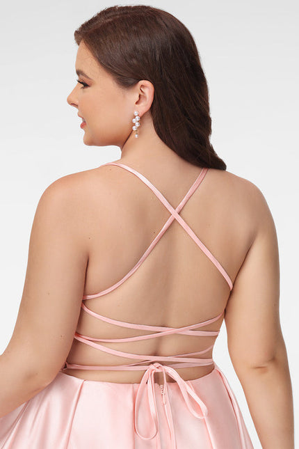 Robe Pastel Rose Satin Col Carré - gallery 6