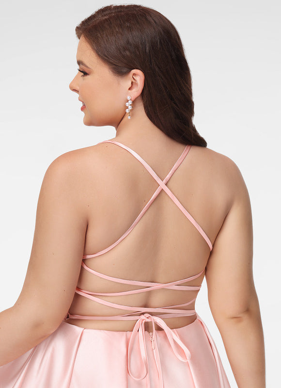 Robe Pastel Rose Satin Col Carré - gallery 6