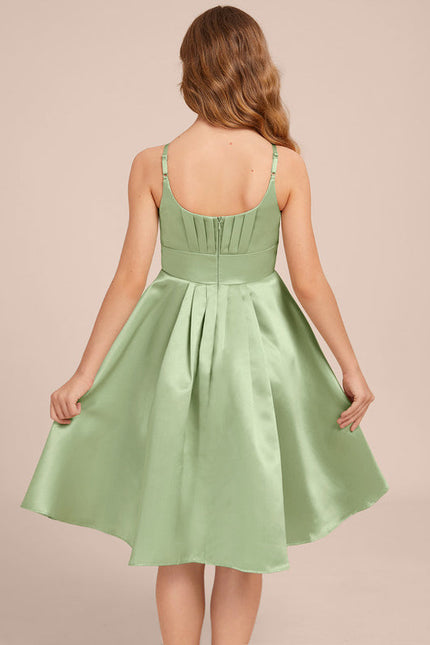 Robe Pastel Verveine Trapèze Satin Junior - gallery 1