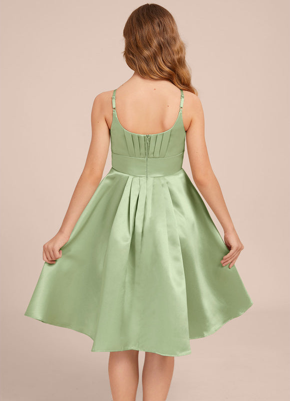 Robe Pastel Verveine Trapèze Satin Junior - gallery 1