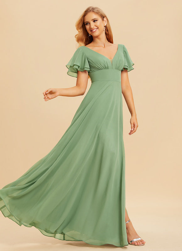 Robe Pastel Rose Demoiselle D'Honneur Élégante - gallery 2