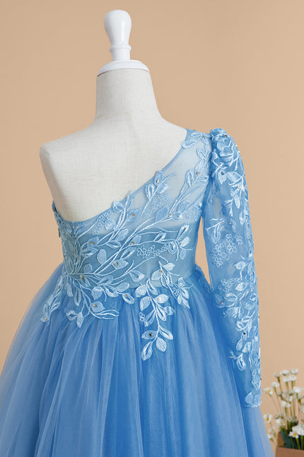 Robe Pastel Bleue Asymétrique Fille Mariage - gallery 8