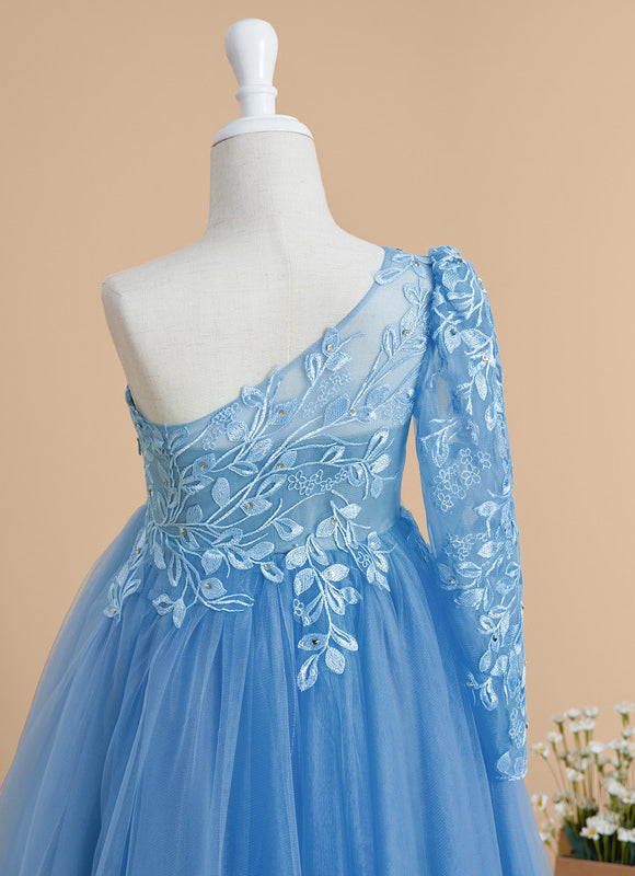 Robe Pastel Bleue Asymétrique Fille Mariage - gallery 8