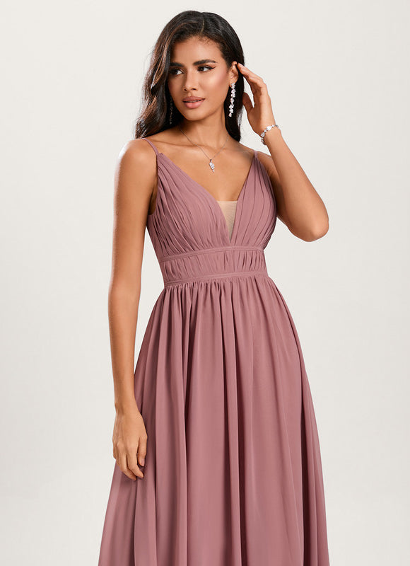 Robe Pastel Rose Demoiselle D'Honneur Élégante - gallery 1