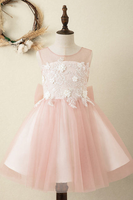 Robe Pastel Rose Fille Mariage Avec Nœud