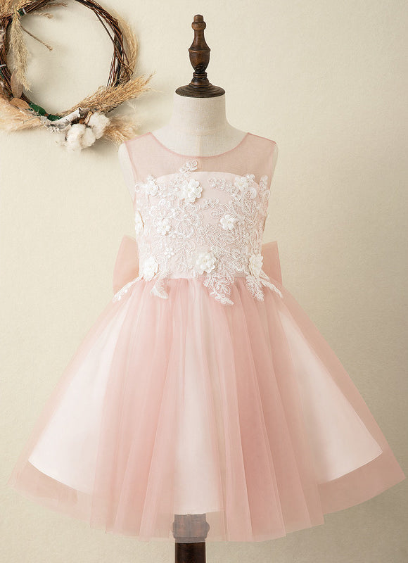 Robe Pastel Rose Fille Mariage Avec Nœud