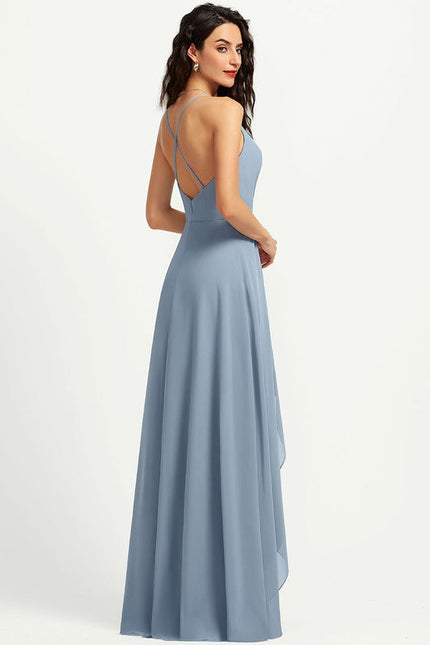 Robe Pastel Verte Col V Asymétrique - gallery 4