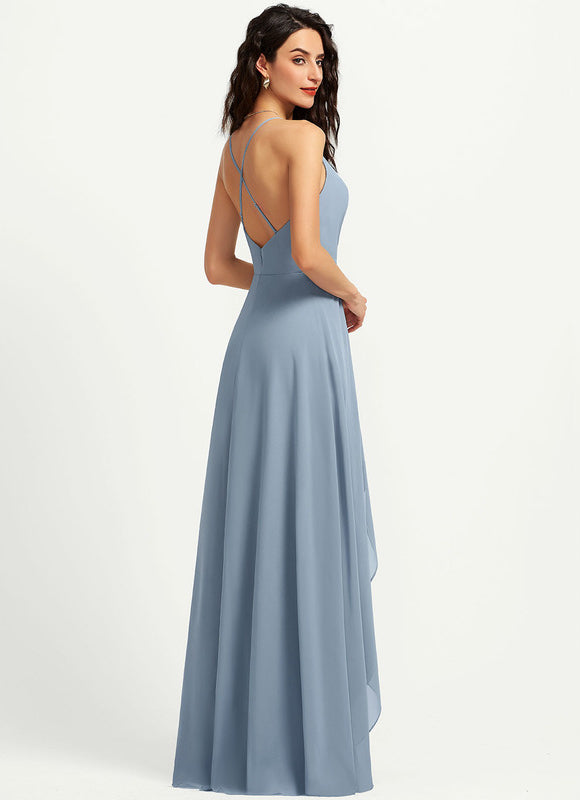 Robe Pastel Verte Col V Asymétrique - gallery 4