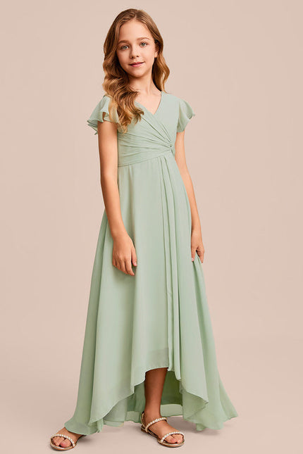 Robe Pastel Verte Trapèze Col V Junior - gallery 2