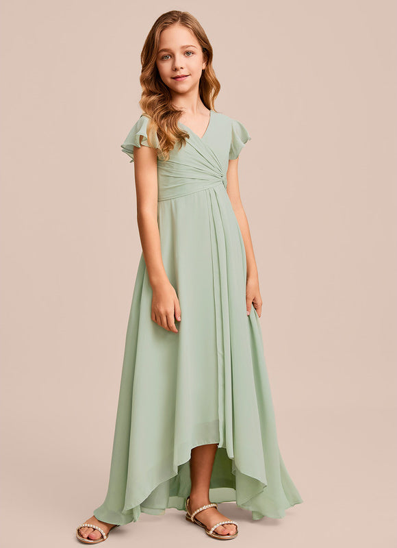 Robe Pastel Verte Trapèze Col V Junior - gallery 2