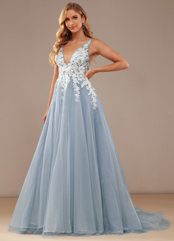 Robe Pastel Blanche Col V Traîne Dentelle - gallery 4