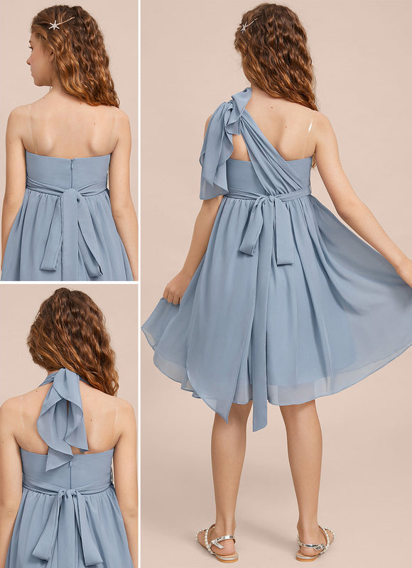 Robe Pastel Décolleté Asymétrique Bleu - gallery 1