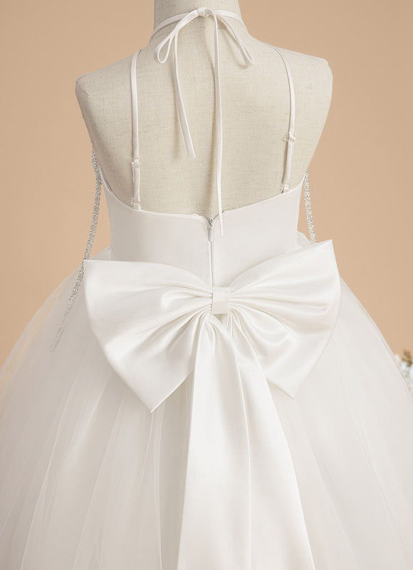 Robe Pastel Demoiselle D'Honneur Blanche Tulle - gallery 3