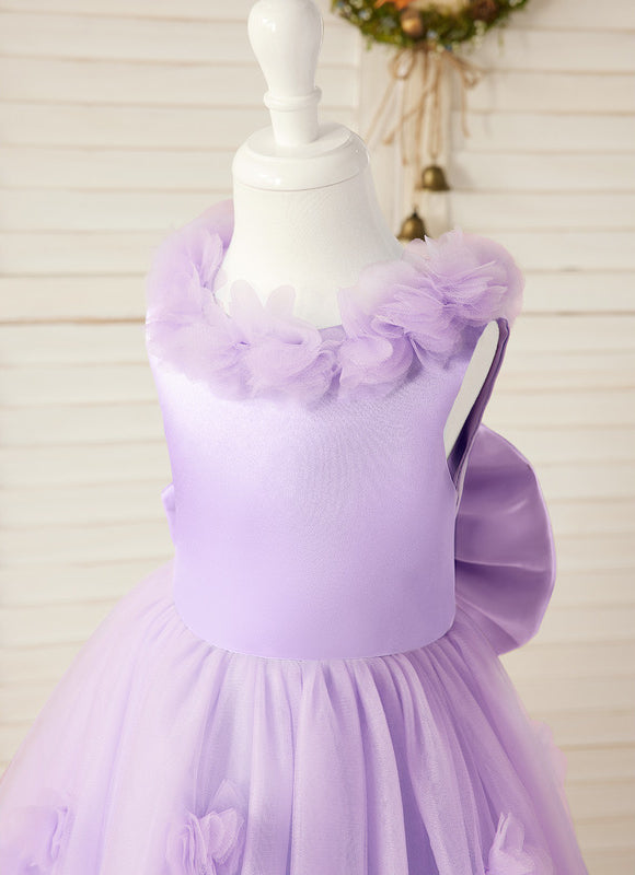 Robe Pastel Lilas Col Rond Satin Tulle - gallery 3