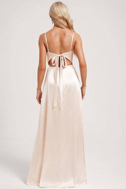 Robe Pastel Rose Satin Demoiselle D'Honneur - gallery 1