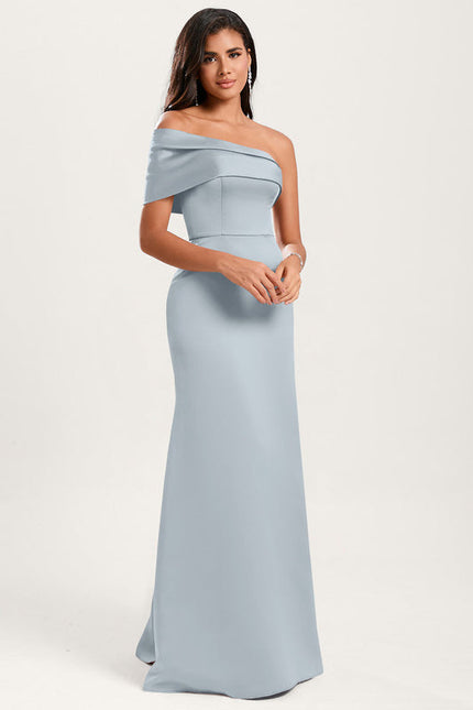Robe Pastel Rose Satin Longueur Ras Du Sol - gallery 5