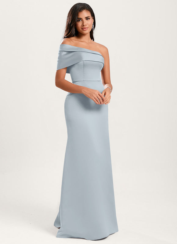 Robe Pastel Rose Satin Longueur Ras Du Sol - gallery 5