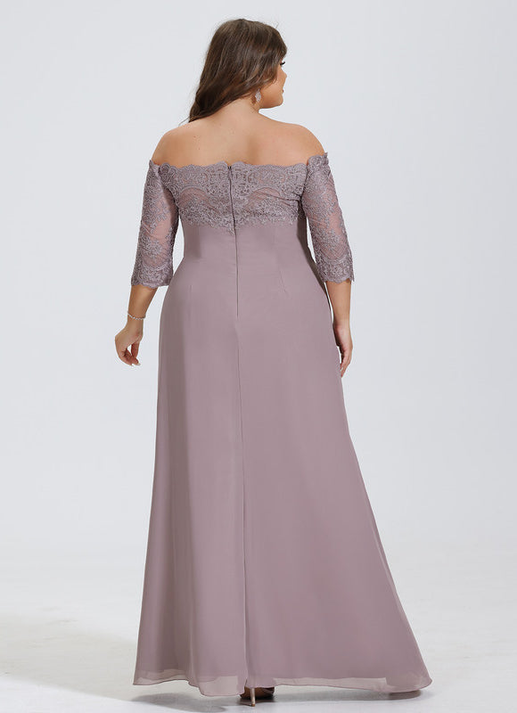 Robe Pastel Lavande Épaule Dénudée Longue - gallery 5