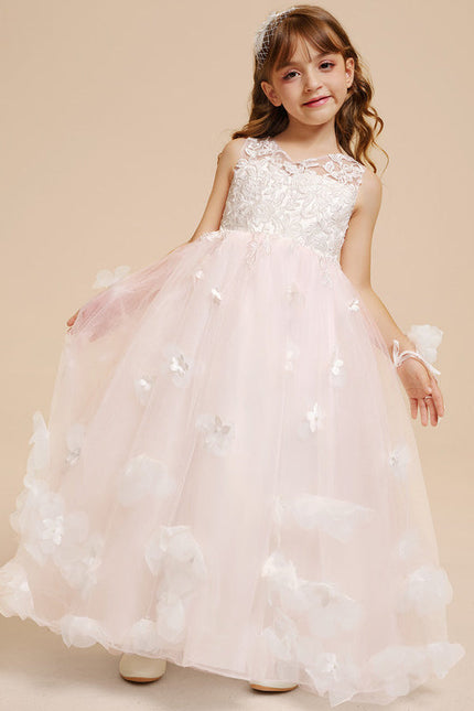Robe Pastel Rose Dentelle Princesses Fille